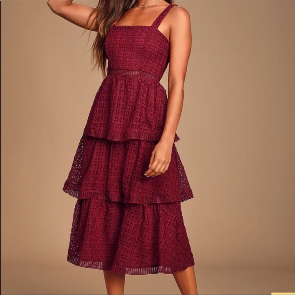 Lulus Crochet Tiered Dress